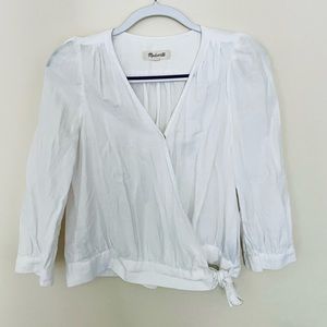 Madewell White Cotton Side-Tie Top